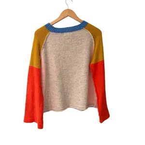 Listicle Color Block Sweater Small Multicolor Blue Mustard Orange Cream thumbnail 4