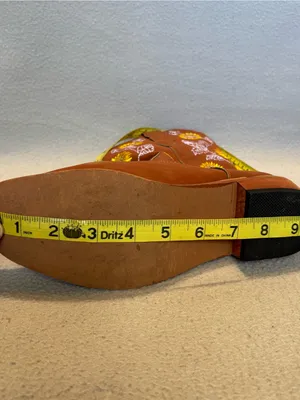 Brown Sunflower Embroidered Cowgirl Boots size 37-please see approx. measurement thumbnail 8