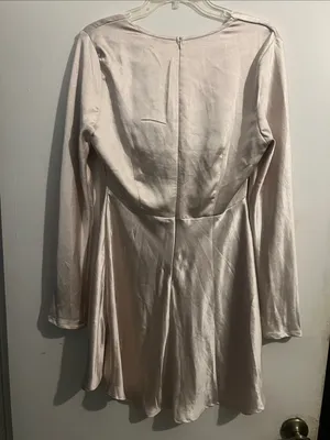SELFIE LESLIE Solstice Long Sleeve Cowl Neck Mini Dress in Champagne Size 12/L thumbnail 8