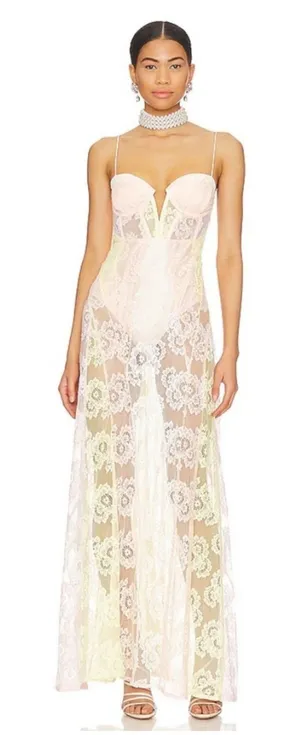 For Love And Lemons Blossom Maxi‎ Lace Dress Gown Women Multi S $359 thumbnail 1
