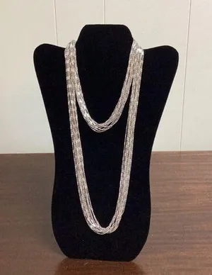 Vintage Women's Silver 12Strand W/ Beads Necklace 42" SKU 80 thumbnail 1