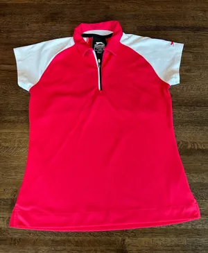 Slazenger 1/4 Zip Short Sleeve Active Shirt - Size Small Golf Tennis Pink thumbnail 1