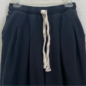 FREE PEOPLE BEACH Black Washed Drawstring Waist Pleated Wide Leg Cropped Pant XS thumbnail 3