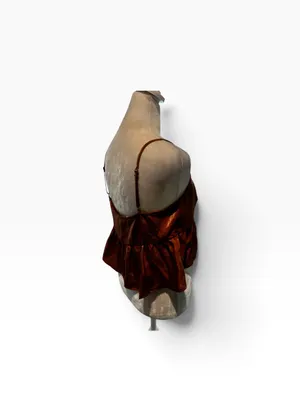 Mi Ami Copper/Bronze Satin V-Neck Spaghetti Strap Camisole. Flattering thumbnail 6