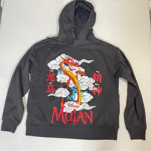 Disney‎ Princess women’s gray Mushu Mulan Pullover Hoodie size Small thumbnail 1