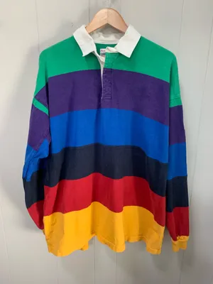 Rowing Blazers x Lands' End Multicolored Striped Rugby Long Sleeve Shirt XL thumbnail 1