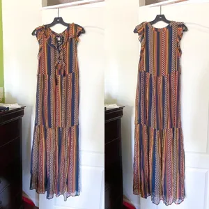 Sézane Dress Dolores Sleeveless Striped Ruffle Maxi Prairie Maya 36 EUC thumbnail 3