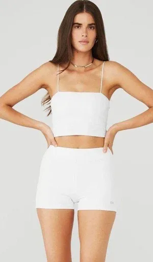 Alo Goddess Ribbed Bandeau Top White XS NWT SOLD OUT thumbnail 1