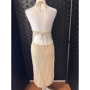 Future Collective Alani Noelle Open Crochet Swim Cover-up Womens‎ L Halter Boho thumbnail 3