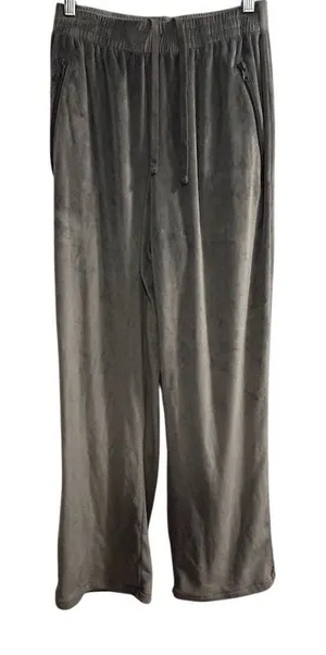 Skims Women's Gray Velour Wide-Leg High Rise Pull-On Pants Size‎ S thumbnail 1