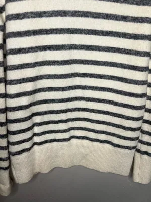 41‎ Hawthorn Roma Textured Cream Gray Striped Wool Alpaca Blend Sweater thumbnail 4