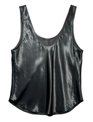 Vintage Lucie Ann II Black Satin Camisole Lingerie Tank Top Size 38 USA thumbnail 1