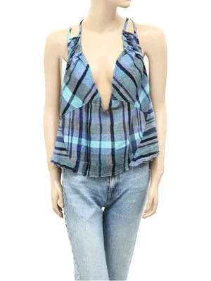Free People We The Free Plaid Crop Cami Top thumbnail 5