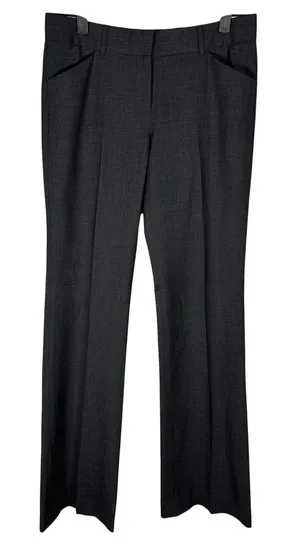 Theory Max C Trousers Womens 4 Charcoal Wool Blend Flare Mid Rise Professional thumbnail 1