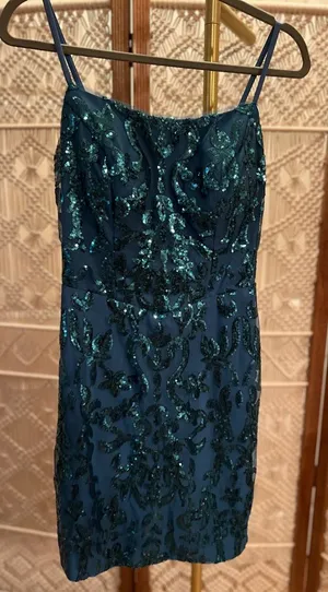 Elegant Teal Sequin Mini Dress thumbnail 1