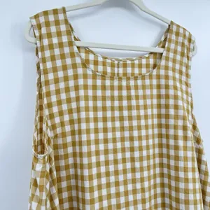 Women Yellow Butter Gingham Dress 2x Relax Midi Coquette Cottage Cotton Granola thumbnail 2
