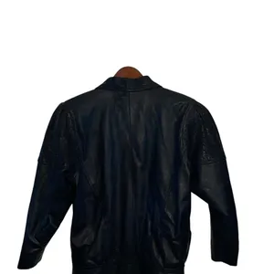 Vintage 80s 90s Black Leather Jacket shoulder pads Animal Print Detail thumbnail 13