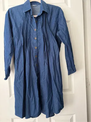 100% Cotton Denim Dress Blue thumbnail 3