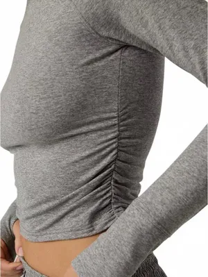 AE OFFLINE By Aerie Weekend Away Long Sleeve T-Shirt American Eagle Shell Gray S thumbnail 3