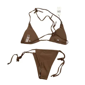 Women Triangle Tie Side Bikini Swim Suit in Brown, Size XS​ thumbnail 2