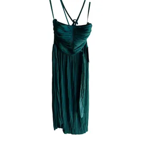 White House | Black Market NEW $170 Strapless Halter Pleated Tie-Waist Midi Dress in Emerald Green 00 thumbnail 4