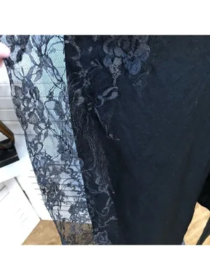 Vintage 90s Maxi Dress Black Lace whimsigoth dark fairy Ren fair Vamp Witchy M thumbnail 10
