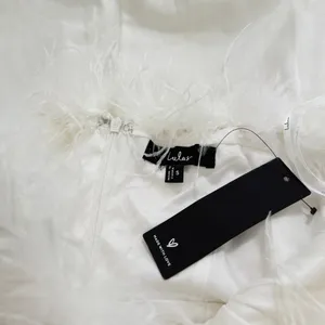 Lulus Extraordinary Glam White Feather Strapless Mermaid Maxi Dress size S NWT thumbnail 7