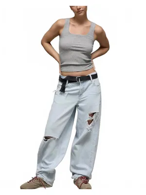 AE Square Neck Plush Tank Top American Eagle NWT Medium Heather Gray Small thumbnail 5