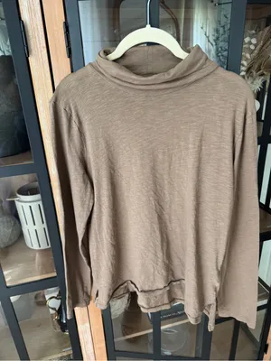 Madewell long sleeve turtleneck top cotton coffee sweater lightweight layering thumbnail 2