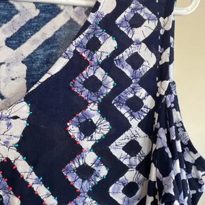 Soft Surroundings Talia Top Tunic Cold Shoulder Ikat Print Beaded Geo size M thumbnail 5