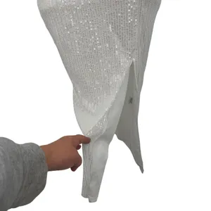 Hello Molly White Sequin‎ Cutout Midi Dress V-Neck Tie Back Formal Gown XS US 2 thumbnail 4