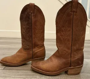 Abilene Women's Brown Leather Cowboy Boots size 5.5 M thumbnail 3