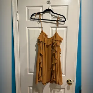 Revolve Tularosa Jamie Mini Dress tan sz M brown sugar tan ruffles thumbnail 4