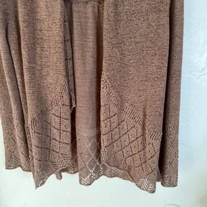 Willi Smith Brown Knit Cardigan SweaterCrochet‎ Size S Boho Western Festival thumbnail 3