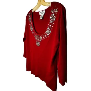 Vintage Joseph‎ A Red Beaded Sweater thumbnail 4