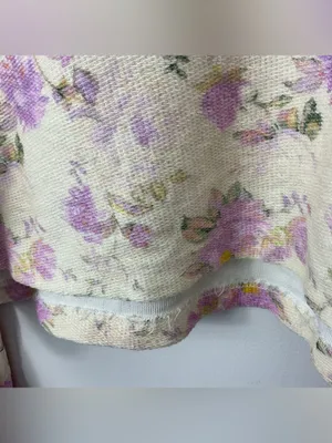 LoveShackFancy Tamika Cropped Floral V Neck Pullover Womens Size Small thumbnail 2