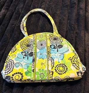 Vera Bradley Quilted Floral Dome Tote Bag in Yellow, Blue & Green thumbnail 1