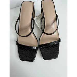 NWT The Drop Avery Square Toe‎ Two Strap Heeled Sandal Black Size 7.5 Workwear thumbnail 5