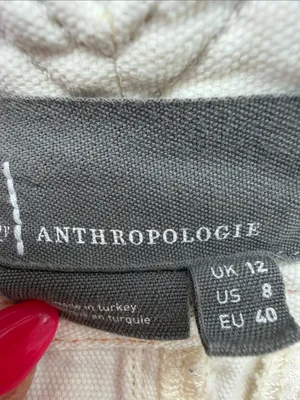 Anthropologie cream-colored, pleated barrel trousers thumbnail 12