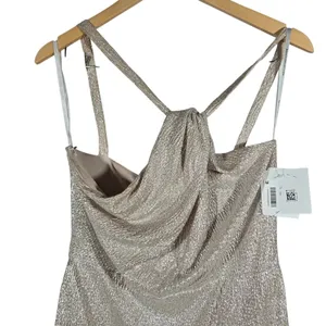 Dessy Collection Soho Metallic Flared Gown Rose Gold Size 10 R Style 3064‎ thumbnail 3