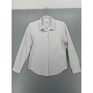 COUXILY Women Button Down Shirt White Long Sleeve Stretch Knit Workwear S thumbnail 3