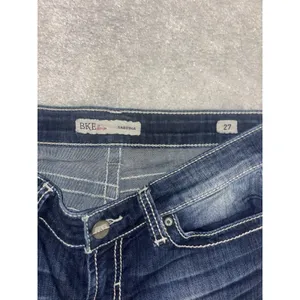 BKE Jeans Women's 27x28 Sabrina Stretch‎ Straight Dark Wash Denim Distress Crop thumbnail 4