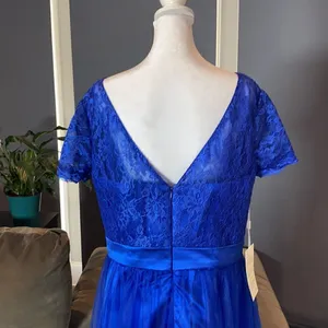 Women’s Short Sleeve Full Length Lace & Tulle Bridesmaid Party Dress Size XL NWT thumbnail 5