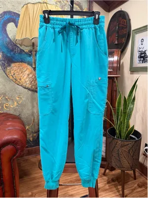FIGS Technical Collection Scrub Pants Womens XS Seafoam Teal Green Jogger Cargo thumbnail 3