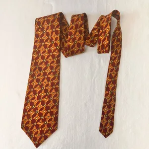 Ralph Lauren Chaps Silk Tie Vintage Geometrics Burgundy Multicolor Necktie thumbnail 2