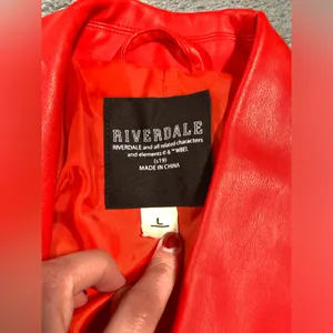 Riverdale south side serpents cherry faux leather Moto jacket large thumbnail 2