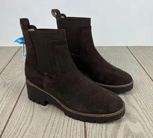Aqua College Demi Pull-On Waterproof Chelsea Booties 8.5M Java Brown Suede $169 thumbnail 1