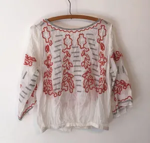 Free People Embroidered Peasant Top Elastic Waist thumbnail 3