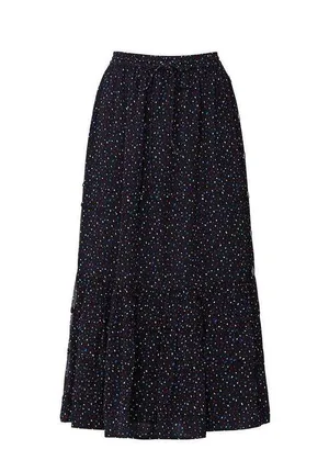 Coach Tiered Snap Aline Midi Skirt Sz.0 Stretch Waist - Dots Black Multicolor thumbnail 11