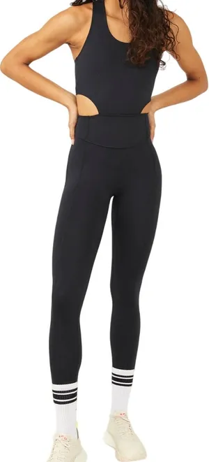 Free People Movement Back It Up Onesie Jumpsuit Workout Cropped Cutout Black XS thumbnail 1